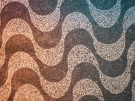Copacabana Beach Mosaic top view with light leak, Rio De Janeiro, Brazilの写真素材