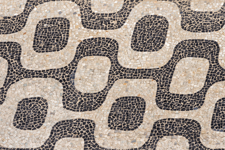 Ipanema Beach famous mosaic pattern, Rio de Janeiro, Brazilの写真素材