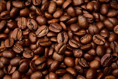 Roasted black coffee grains, can be used as background