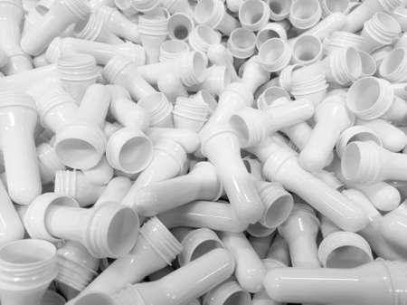 White preform for making plastic bottles for milk, water, and other PET liquidsの写真素材
