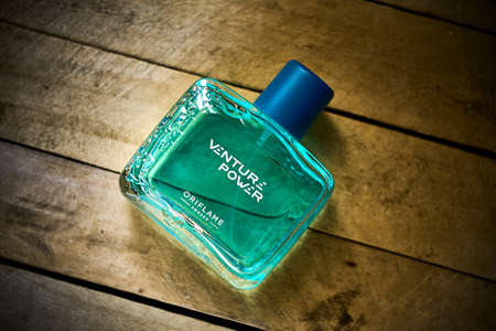 Ukraine - 03.19.2021: men's eau de toilette Venture Power, Oriflame Sweden, editorial, illustrative editionのeditorial素材