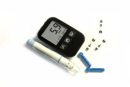 Diabetic kit, blood glucose meter, replacement strips, lancet handle with replacement needles for...