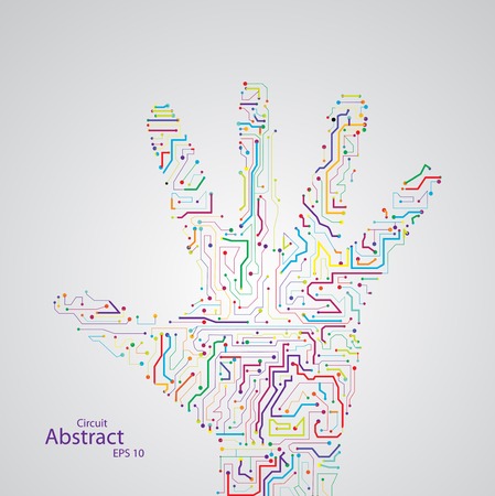 Circuit board shape of hand palmのイラスト素材
