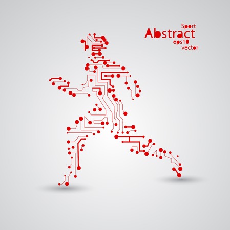 Sport circuit board running man eps10のイラスト素材