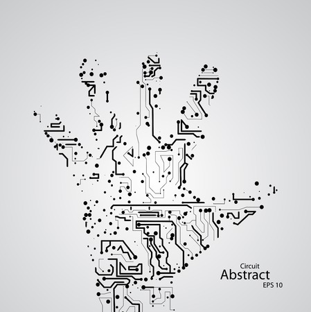 Circuit board shape of hand palmのイラスト素材