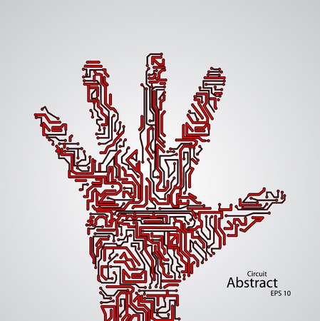 Circuit board shape of hand palm  のイラスト素材