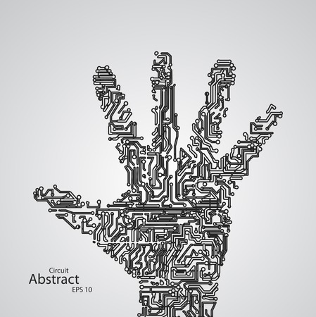 Circuit board shape of hand palmのイラスト素材