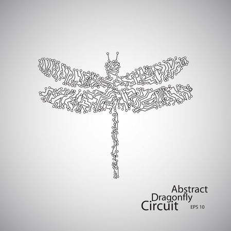 Circuit board dragonfly のイラスト素材