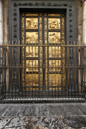 Particular of the door of the baptistery of San Giovanni Florence Italy
