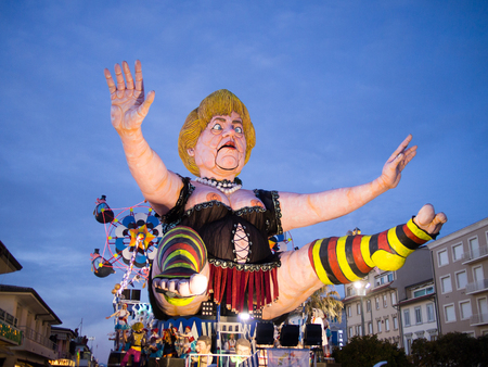 VIAREGGIO, ITALY - FEBRUARY 2:   allegorical float of Angela Merkel at Viareggio Carnival held February 2, 2015のeditorial素材