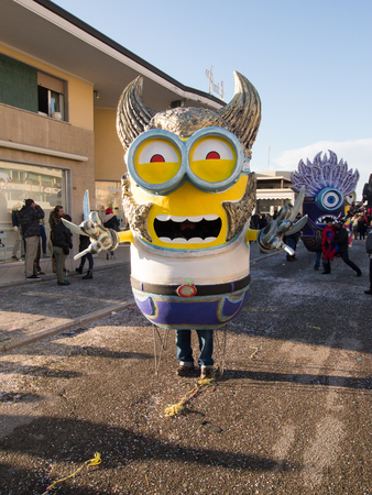 VIAREGGIO, ITALY - FEBRUARY 2:   allegorical float of minions at Viareggio Carnival held February 2, 2015のeditorial素材