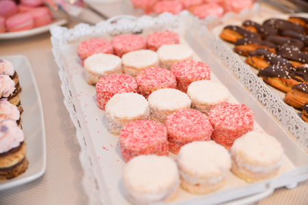 Restaurant sweets arrangements for wedding reception or similar eventsの写真素材