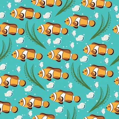 Colorful cartoon fishes, seamless patternのイラスト素材