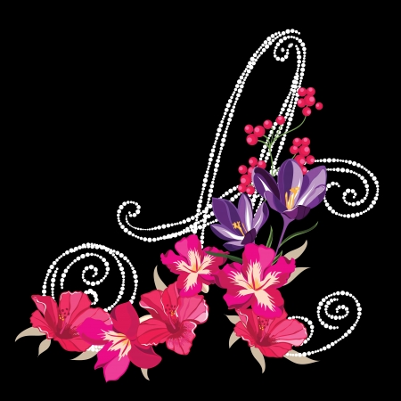  flower alphabet ,flower fontのイラスト素材