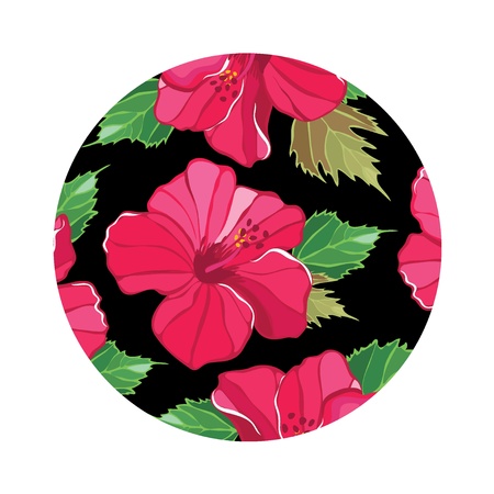 Floral pattern with hibiscus のイラスト素材