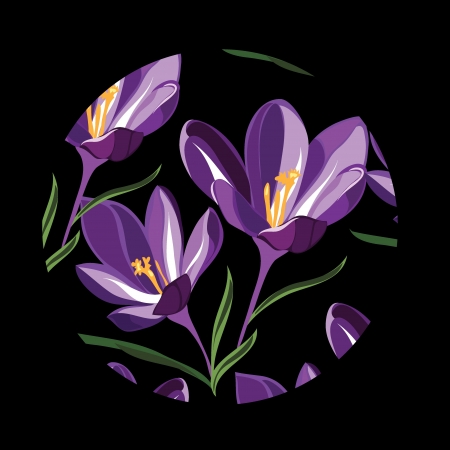 Floral pattern with crocus のイラスト素材