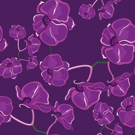 Floral seamless pattern with orchids,  illustration.のイラスト素材