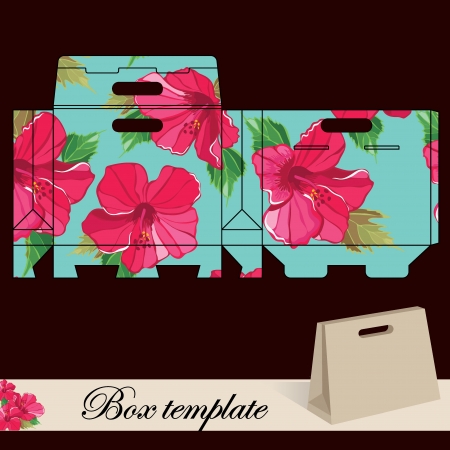 Gift box template Print  Cut along solid outer border with scissors Fold back on dashed lines to form your favor box  Use adhesive to secure side and bottom flap のイラスト素材