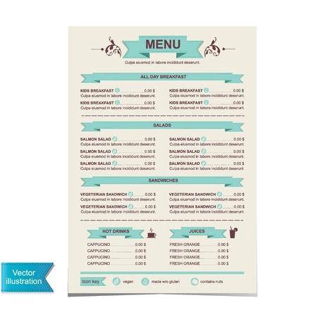 Cafe menu, template design illustration  のイラスト素材