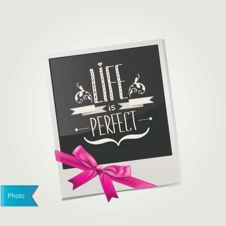Photo frame with cute pink bow illustration のイラスト素材