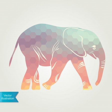 The silhouette of the elephant collected from geometric pattern のイラスト素材