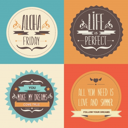 Set Summer poster Typography illustration のイラスト素材