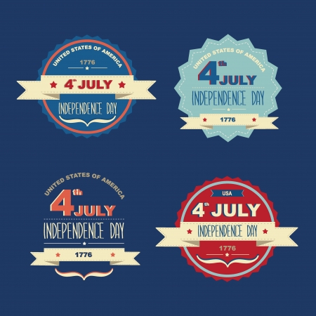 Set 4 July Independence Day Typography illustrationのイラスト素材
