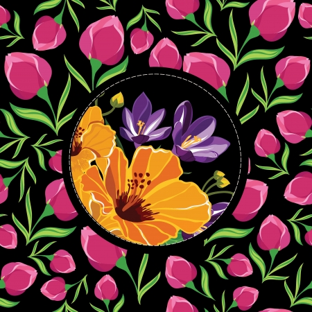 Floral pattern with beautiful flowers, hand-drawing  Vector illustration のイラスト素材