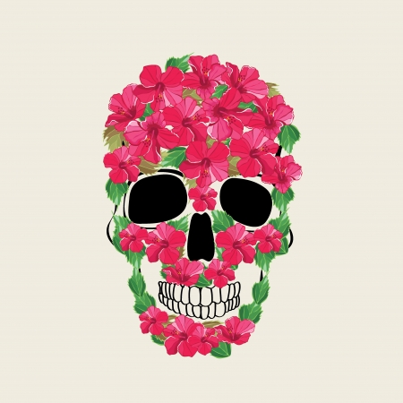 Skull with floral ornament Vector illustration のイラスト素材