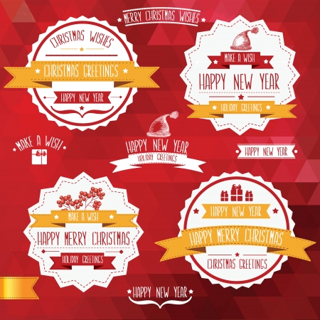 Set of creative Christmas badges のイラスト素材