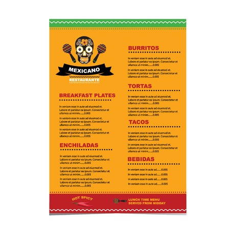 Cafe menu mexican template designのイラスト素材