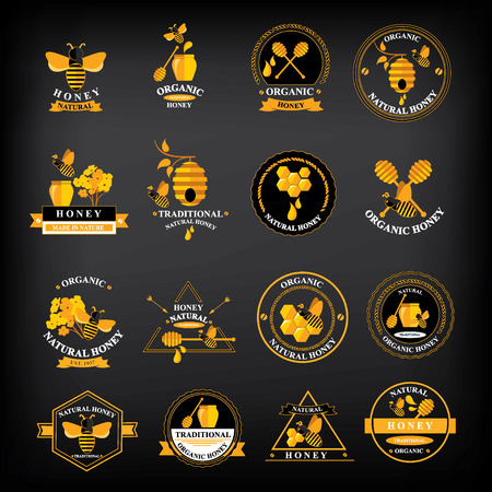 Set Honey badges and labels  Abstract bee design のイラスト素材