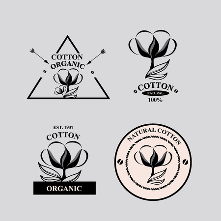 Cotton icons, natural product.のイラスト素材