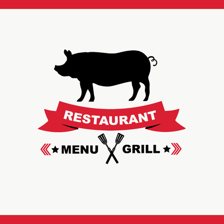Cafe menu grill, template design illustration.のイラスト素材