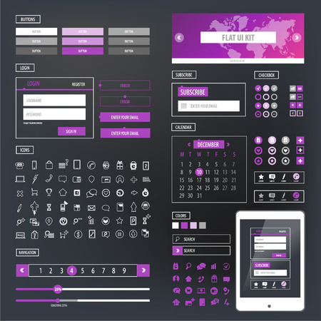 UI kit responsive web design. Icons, template mockup.のイラスト素材