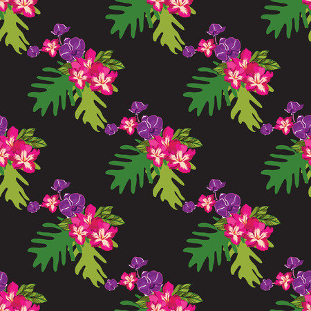 Seamless floral pattern with tropical flowers.のイラスト素材
