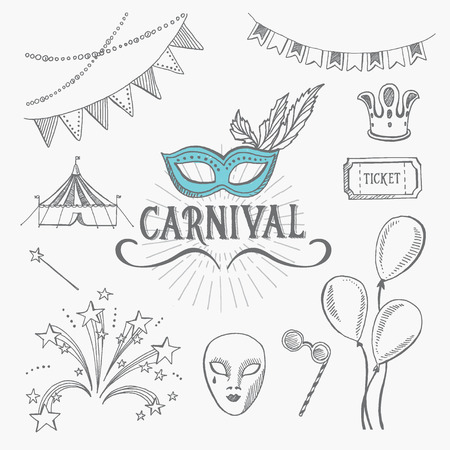 Carnival icons, sketch design.のイラスト素材