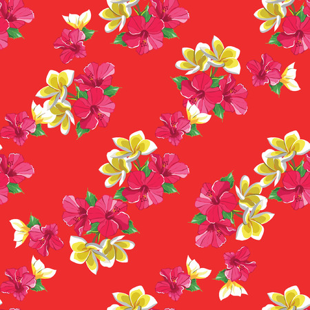 Seamless floral pattern with tropical flowers.のイラスト素材