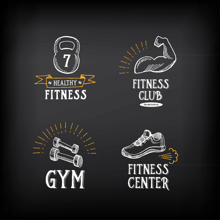 Gym and fitness club logo design, sport badge.のイラスト素材