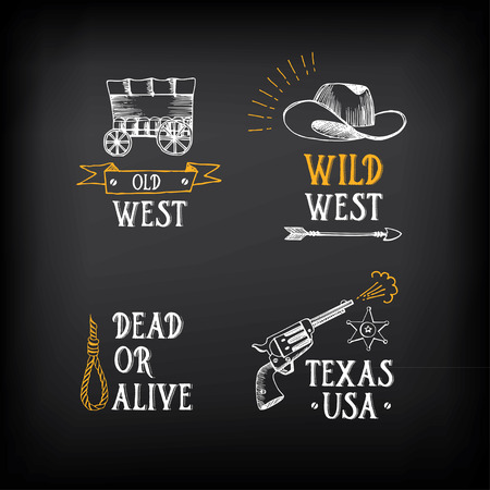 Wild west badges design. Vintage western elements.のイラスト素材