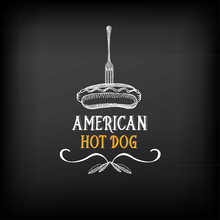 Hot dog badges and menu design elements.のイラスト素材