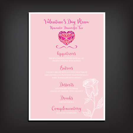 Vector valentine restaurant brochure, menu design. のイラスト素材