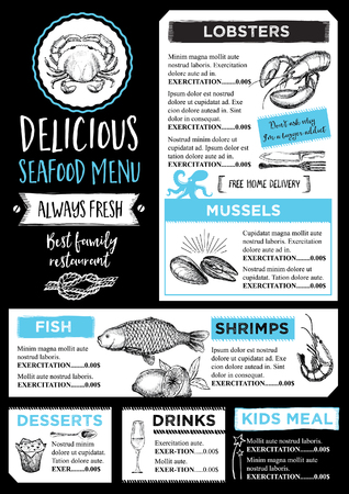 Seafood restaurant brochure, menu design.のイラスト素材