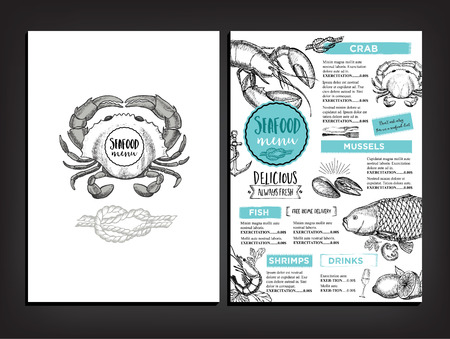 Seafood restaurant brochure, menu design.のイラスト素材