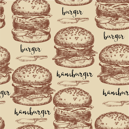 Burger seamless pattern background.のイラスト素材