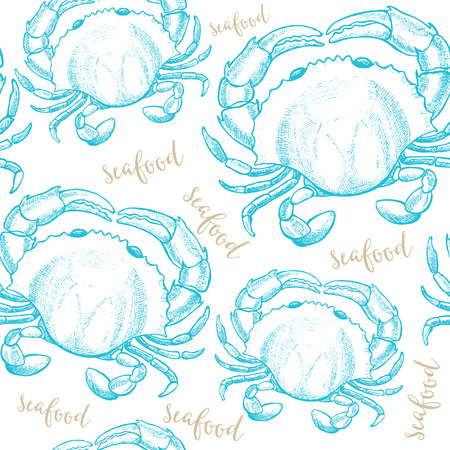 Seamless pattern background vector with seafood elements.のイラスト素材