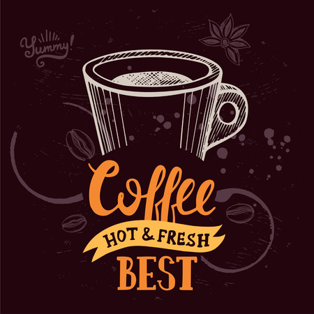 Coffee menu graphic element for restaurant and cafe. Design poster with hand-drawn elements in doodle style.のイラスト素材