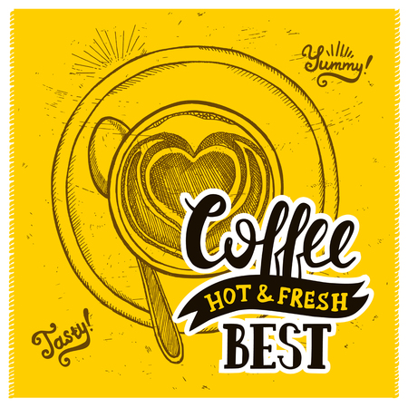 Coffee menu graphic element for restaurant and cafe. Design poster with hand-drawn elements in doodle style.のイラスト素材