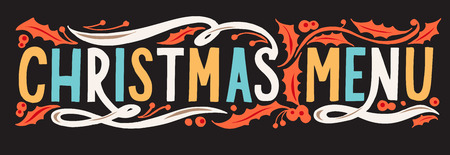Christmas menu template for restaurant and cafe on a blackboard backgroundのイラスト素材
