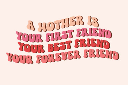 Mother day. Groovy poster. Retro design background with font. Vintage template, party invitation in trendy hippie style.のイラスト素材